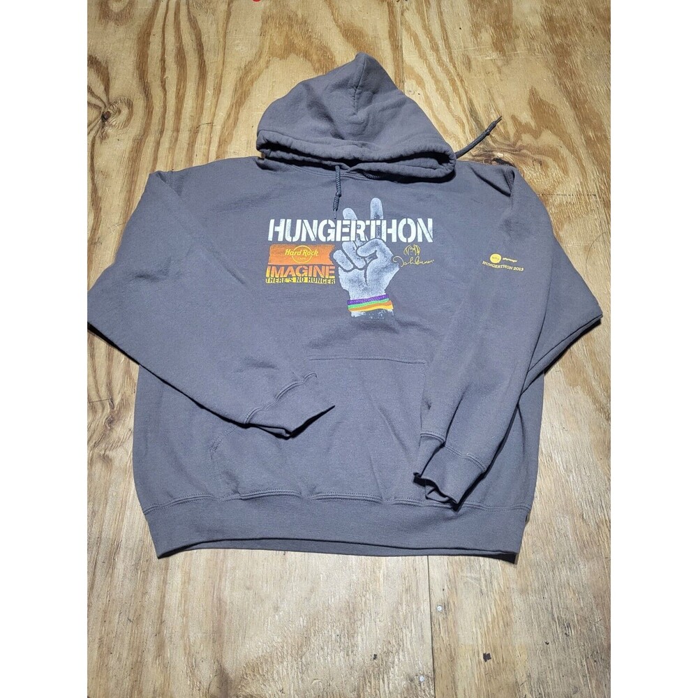 Hardrock Hungerthon 2013 Imagine There's No Hunger Gray hoodie John Lennon @L3